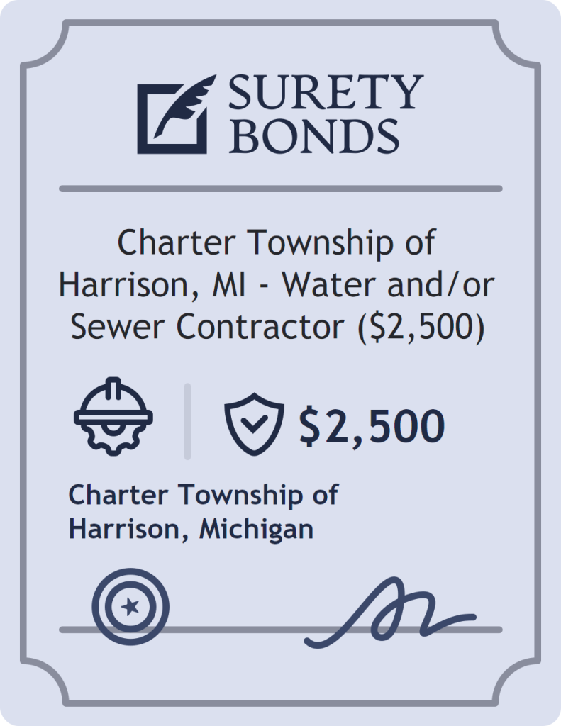 Surety bond badge for Charter Township of Harrison, MI - Water and/or Sewer Contractor ($2,500)