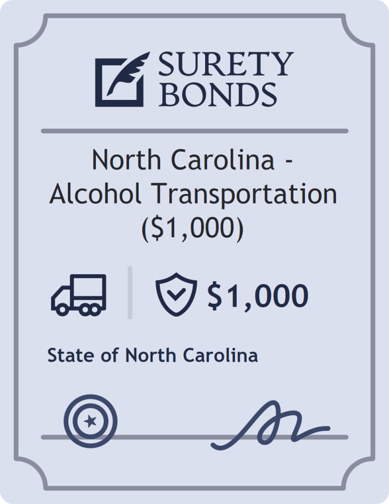 Surety bond badge for North Carolina - Alcohol Transportation ($1,000)