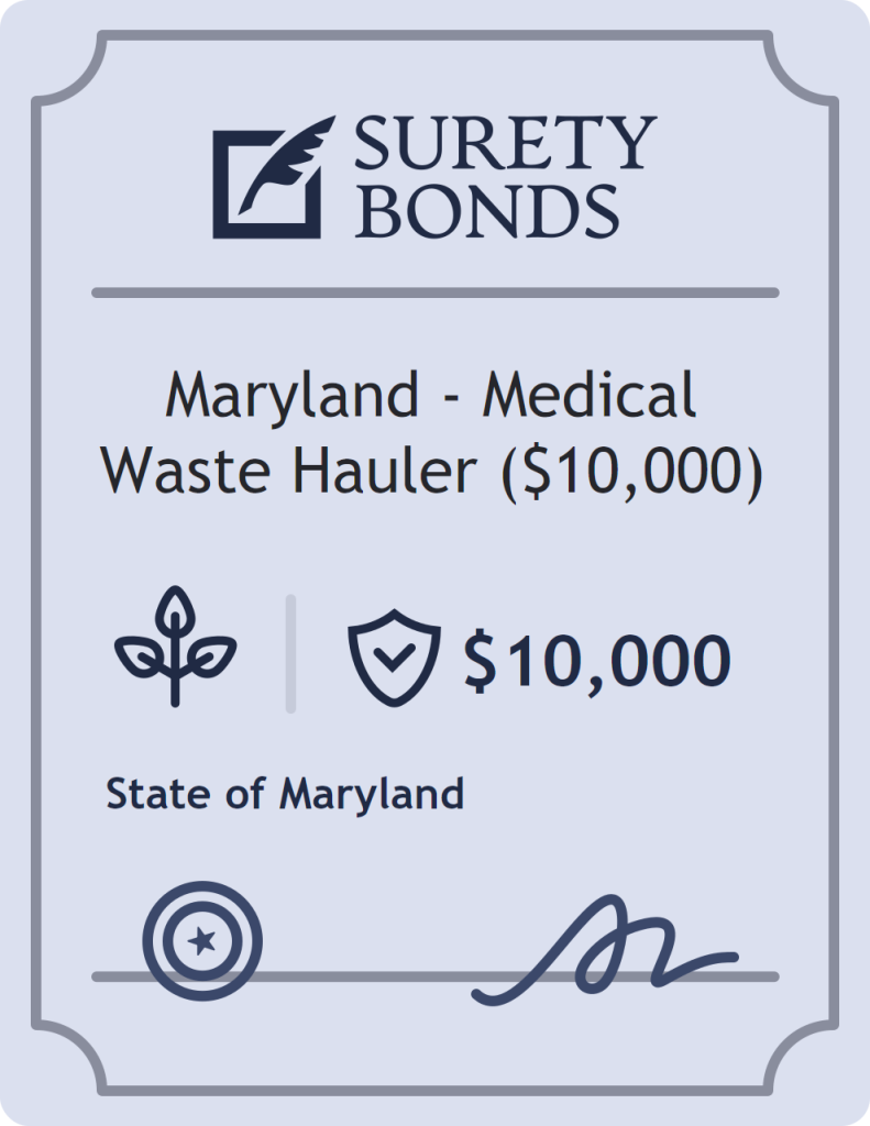 Surety bond badge for Maryland - Medical Waste Hauler ($10,000)