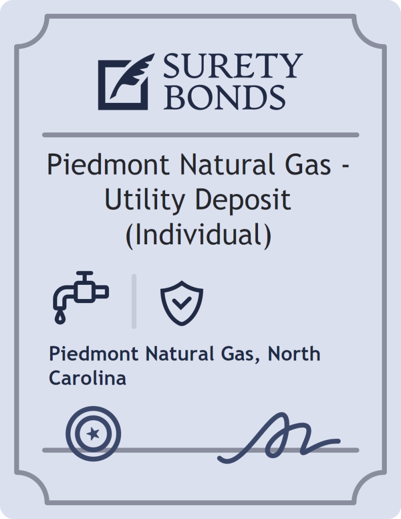 Surety bond badge for Piedmont Natural Gas - Utility Deposit (Individual)