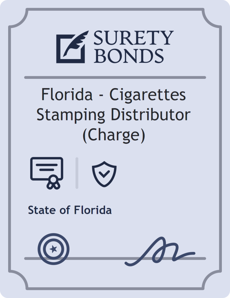 Surety bond badge for Florida - Cigarettes Stamping Distributor (Charge)