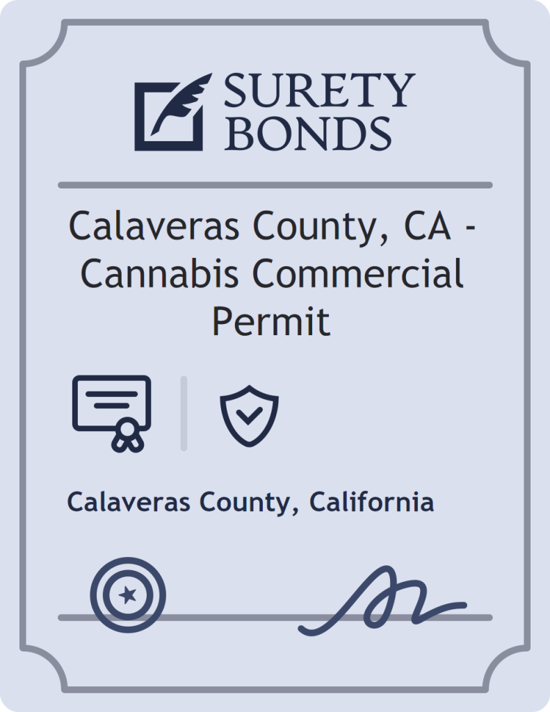 Surety bond badge for Calaveras County, CA - Cannabis Commercial Permit
