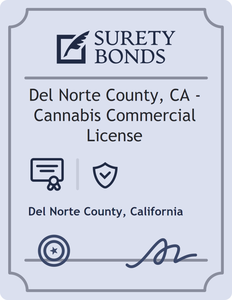 Surety bond badge for Del Norte County, CA - Cannabis Commercial License