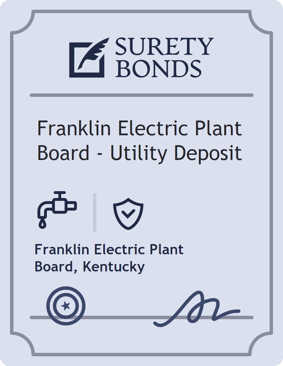 Surety bond badge for Franklin Electric Plant Board - Utility Deposit