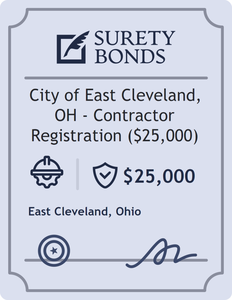 Surety bond badge for City of East Cleveland, OH - Contractor Registration ($25,000)