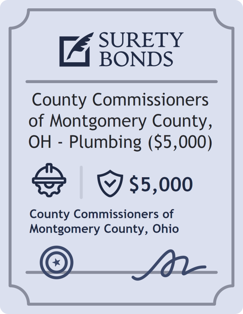 Surety bond badge for County Commissioners of Montgomery County, OH - Plumbing ($5,000)
