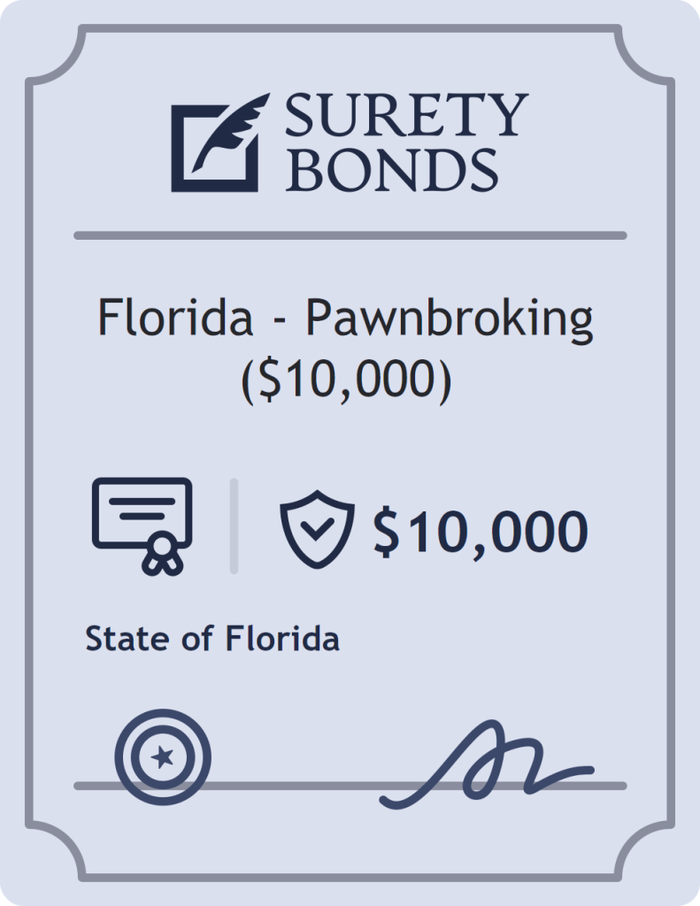 Surety bond badge for Florida - Pawnbroking ($10,000)