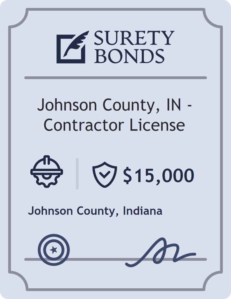 Surety bond badge for Johnson County, IN - Contractor License