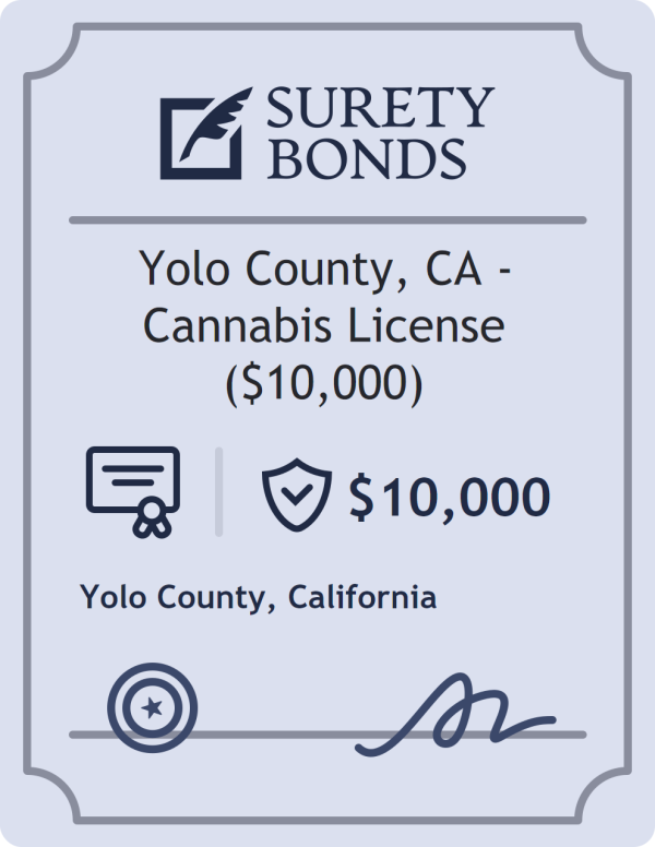Surety bond badge for Yolo County, CA - Cannabis License ($10,000)