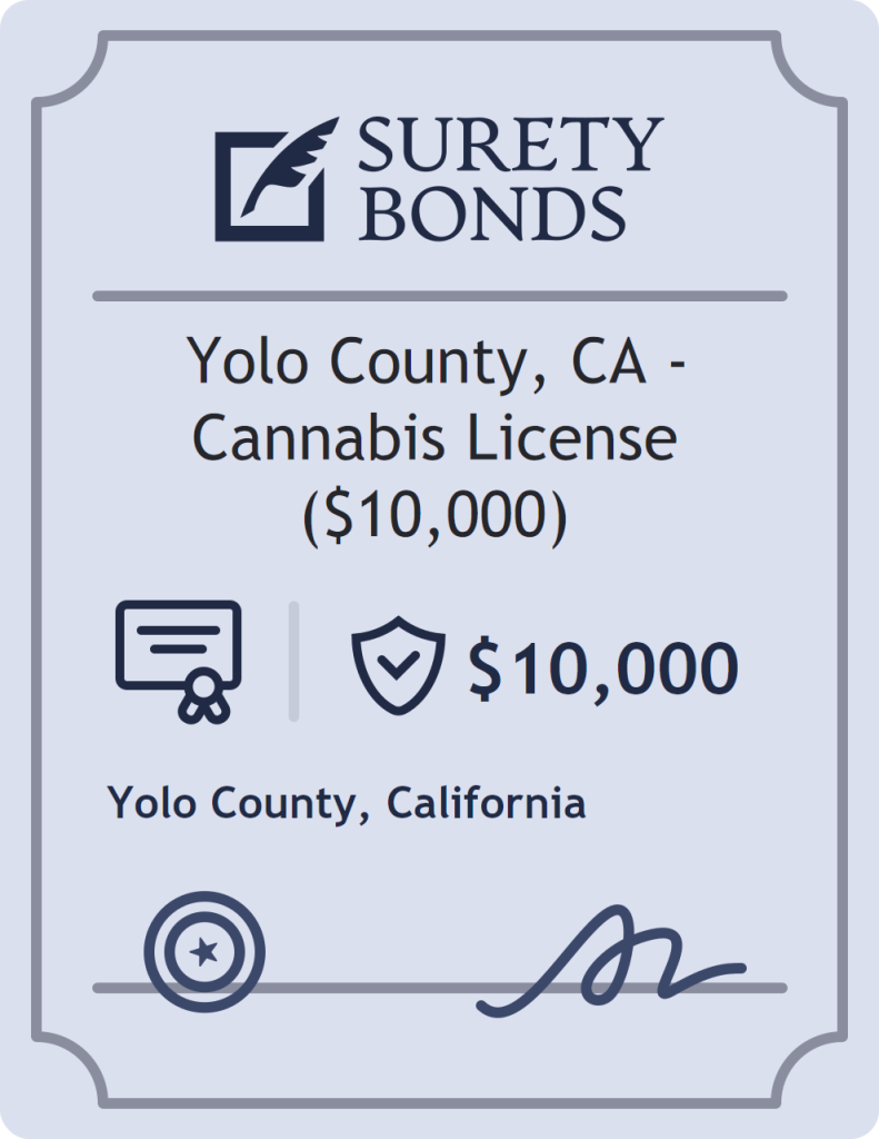 Surety bond badge for Yolo County, CA - Cannabis License ($10,000)