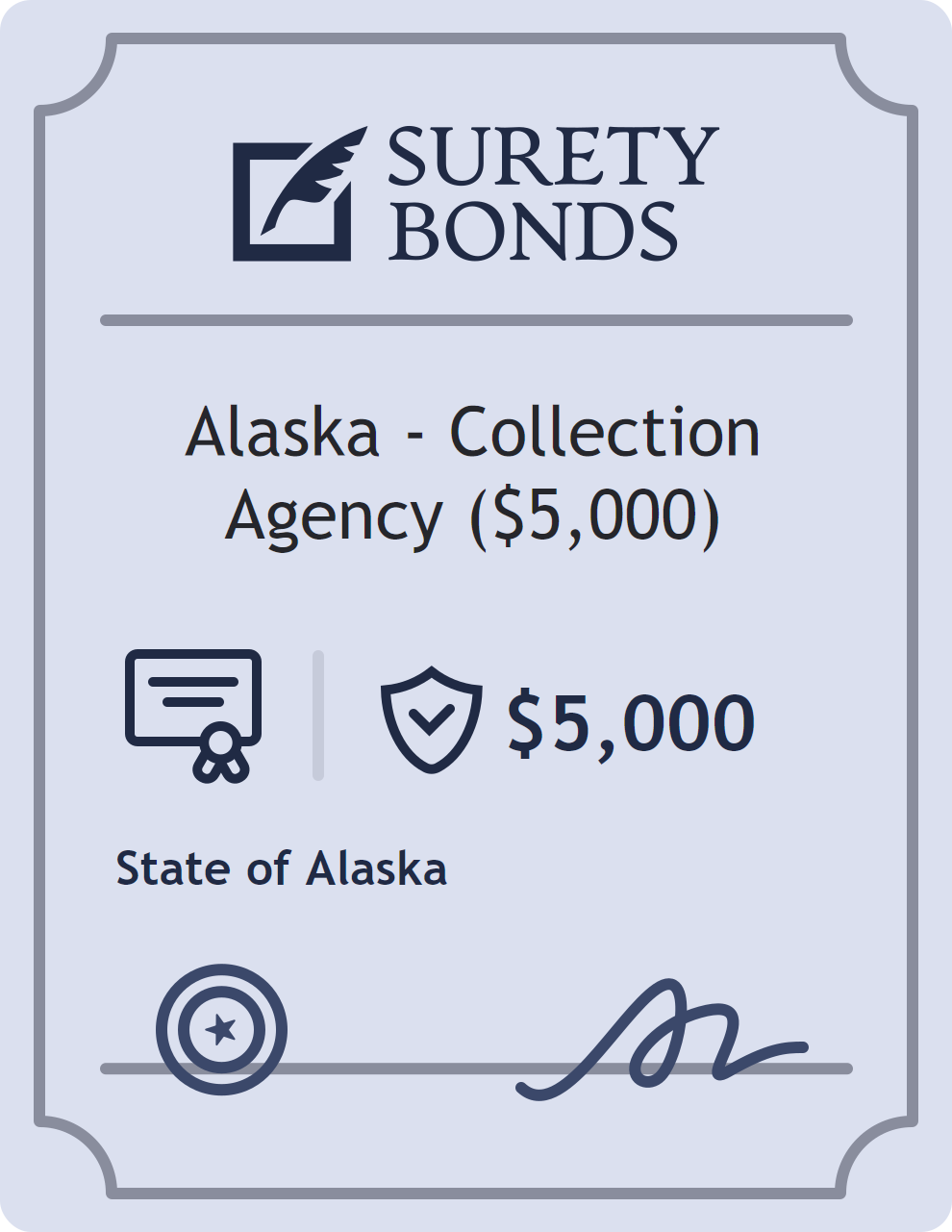 Surety bond badge for Alaska - Collection Agency ($5,000)