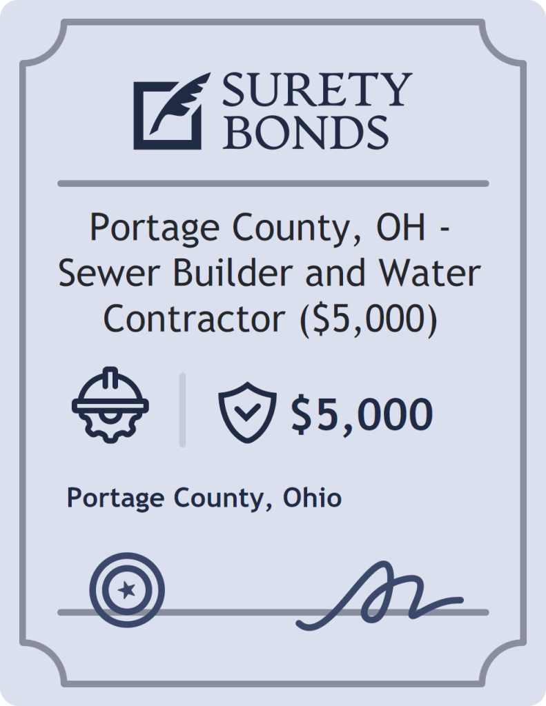 Surety bond badge for Portage County, OH - Sewer Builder and Water Contractor ($5,000)
