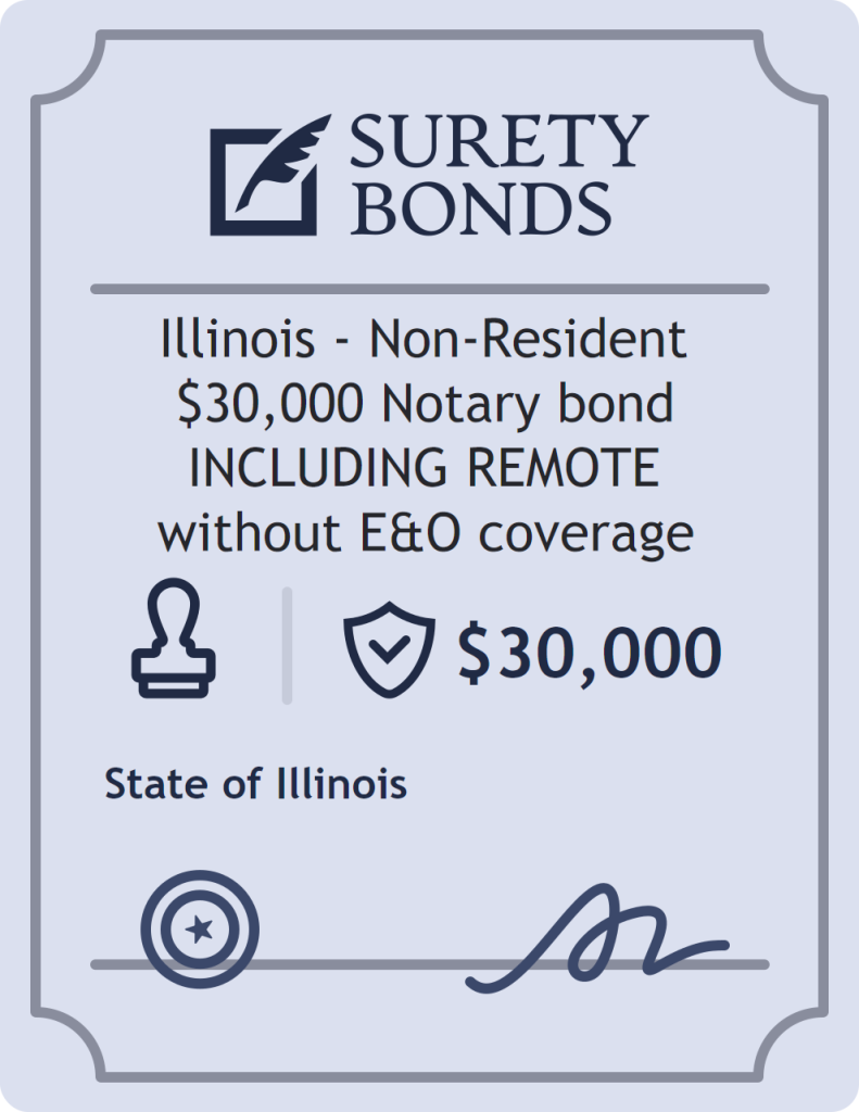 Surety bond badge for Illinois - Non-Resident $30,000 Notary bond INCLUDING REMOTE without E&O coverage