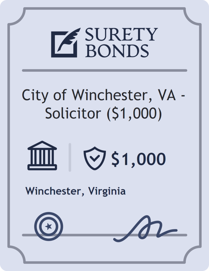 Surety bond badge for City of Winchester, VA - Solicitor ($1,000)