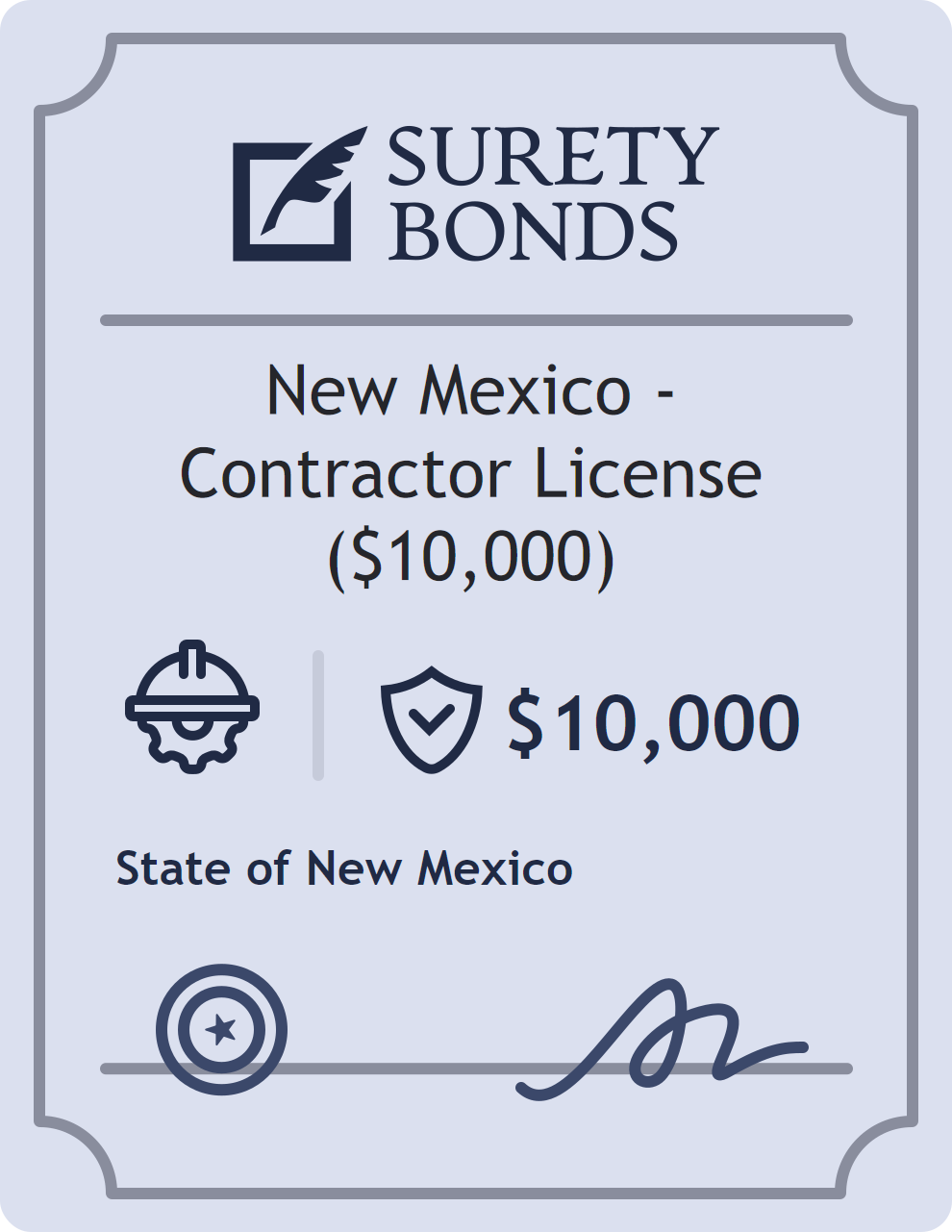 Surety bond badge for New Mexico - Contractor License ($10,000)