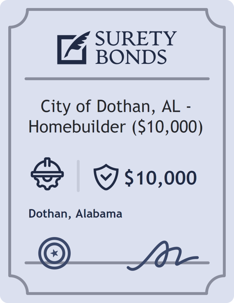 Surety bond badge for City of Dothan, AL - Homebuilder ($10,000)