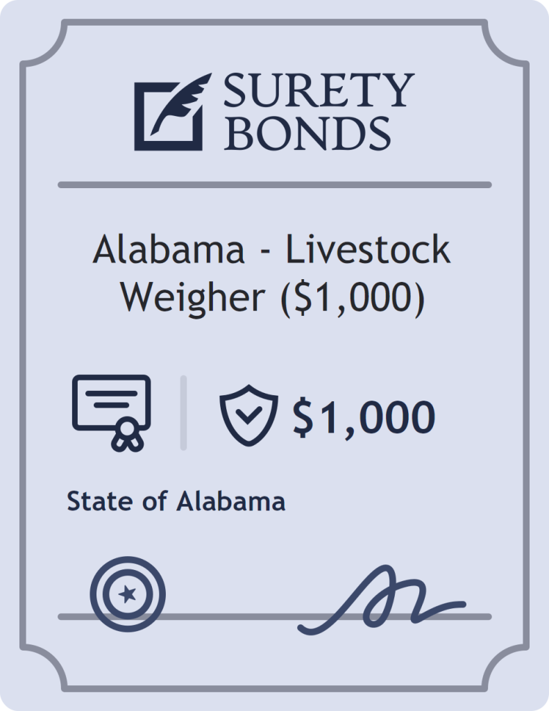 Surety bond badge for Alabama - Livestock Weigher ($1,000)