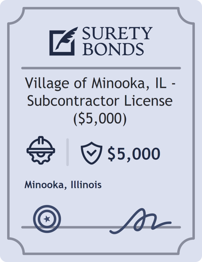 Surety bond badge for Village of Minooka, IL - Subcontractor License ($5,000)