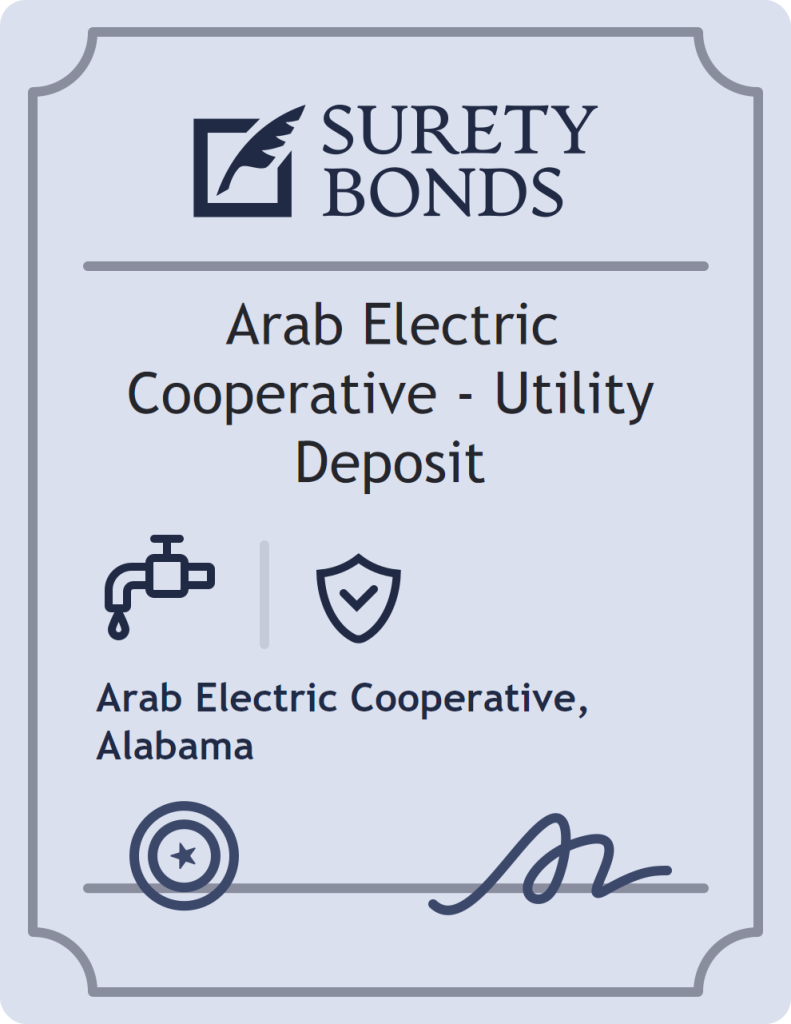 Surety bond badge for Arab Electric Cooperative - Utility Deposit
