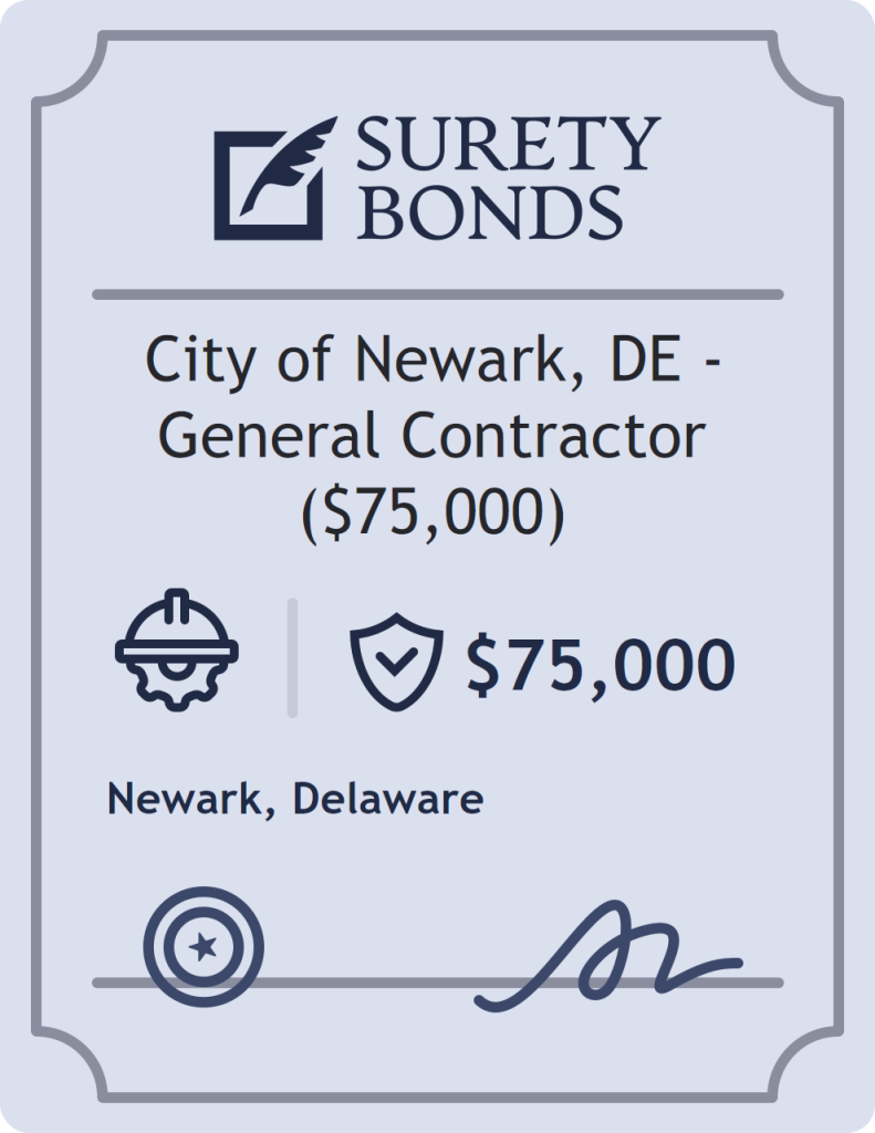 Surety bond badge for City of Newark, DE - General Contractor ($75,000)