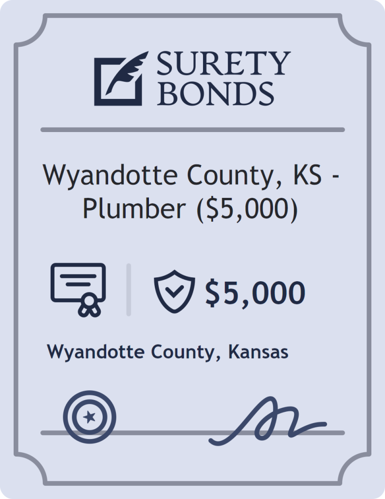 Surety bond badge for Wyandotte County, KS - Plumber ($5,000)