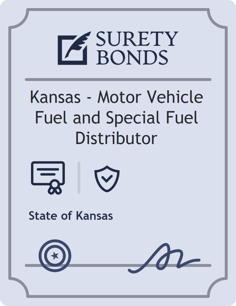 Surety bond badge for Kansas - Motor Vehicle Fuel and Special Fuel Distributor