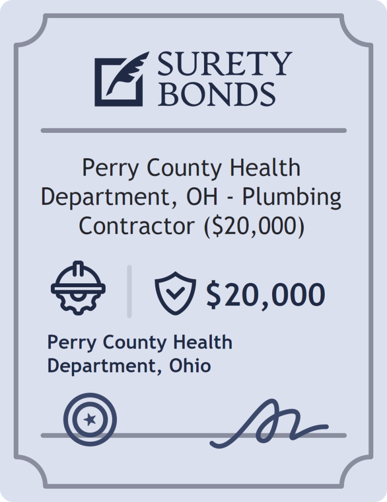 Surety bond badge for Perry County Health Department, OH - Plumbing Contractor ($20,000)