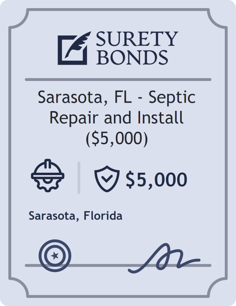 Surety bond badge for Sarasota, FL - Septic Repair and Install ($5,000)