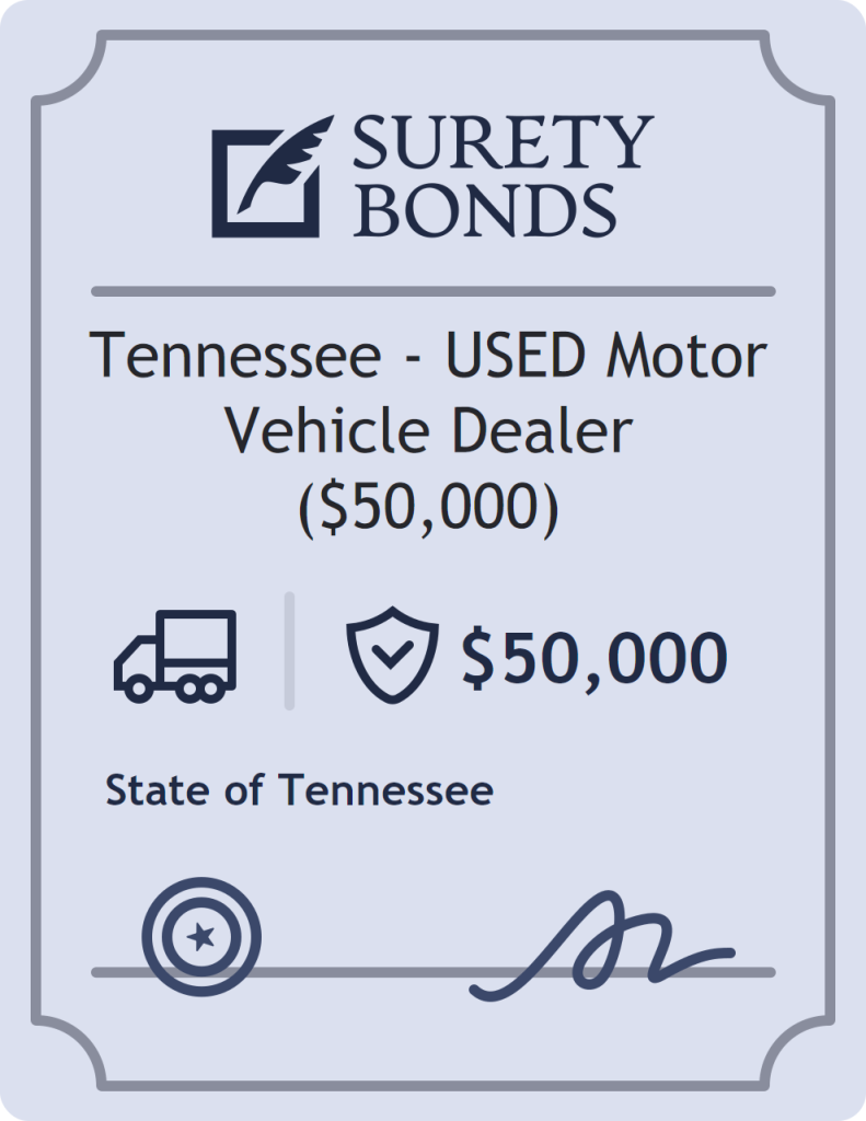 Surety bond badge for Tennessee - USED Motor Vehicle Dealer ($50,000)