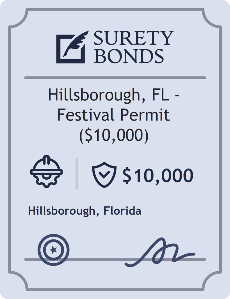 Surety bond badge for Hillsborough, FL - Festival Permit ($10,000)