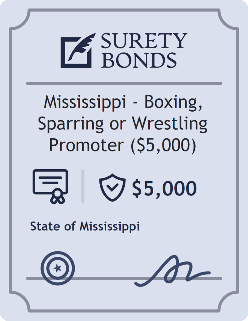 Surety bond badge for Mississippi - Boxing, Sparring or Wrestling Promoter ($5,000)