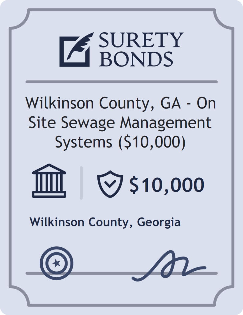 Surety bond badge for Wilkinson County, GA - On Site Sewage Management Systems ($10,000)