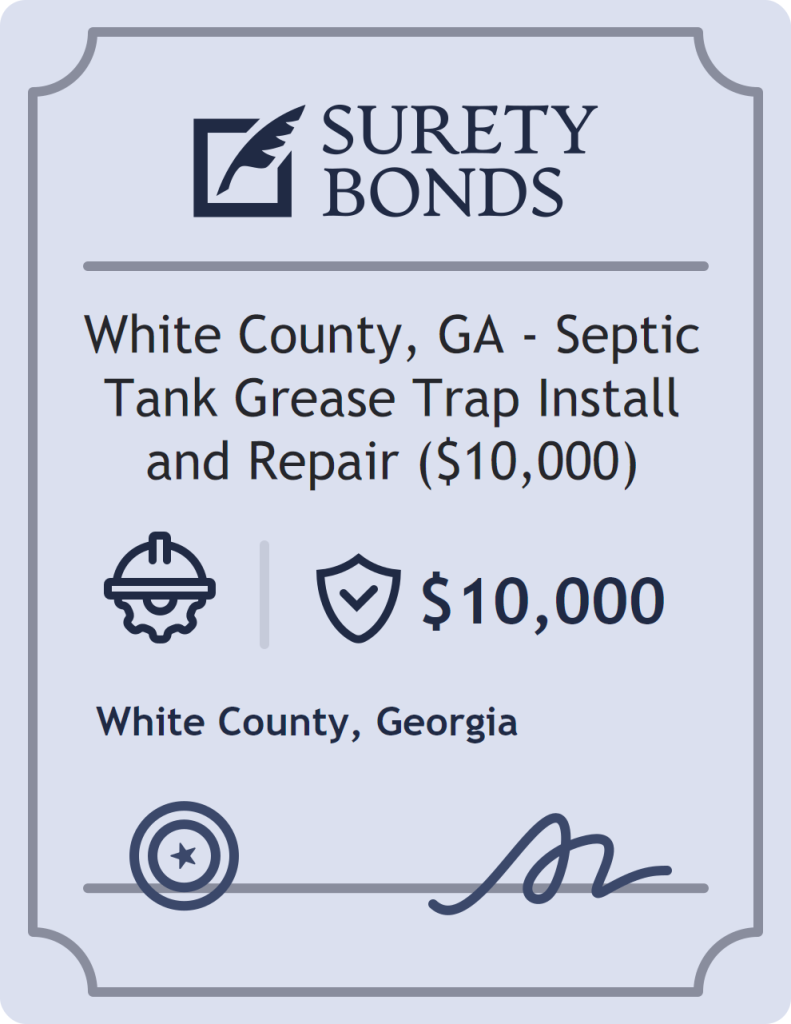 Surety bond badge for White County, GA - Septic Tank Grease Trap Install and Repair ($10,000)