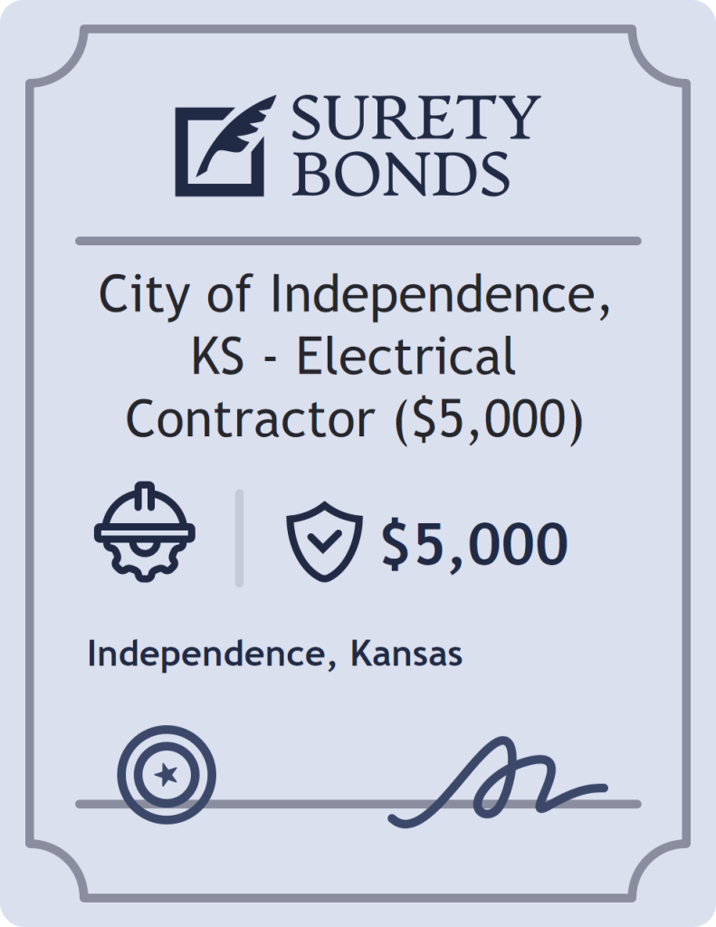 Surety bond badge for City of Independence, KS - Electrical Contractor ($5,000)