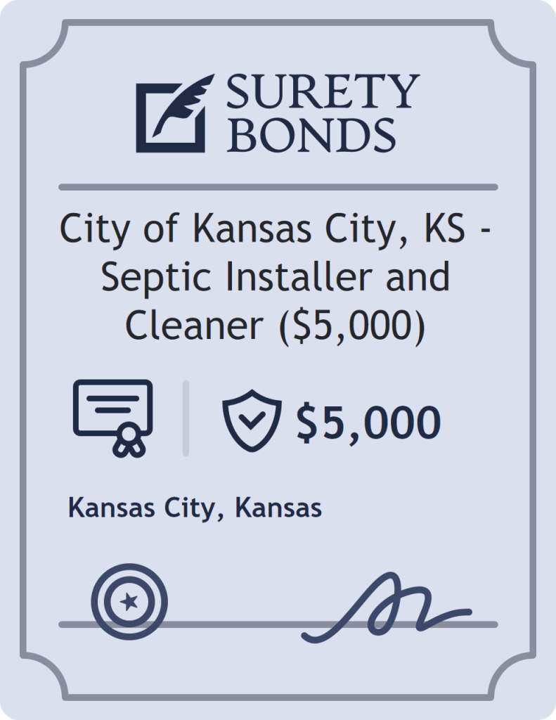 Surety bond badge for City of Kansas City, KS - Septic Installer and Cleaner ($5,000)