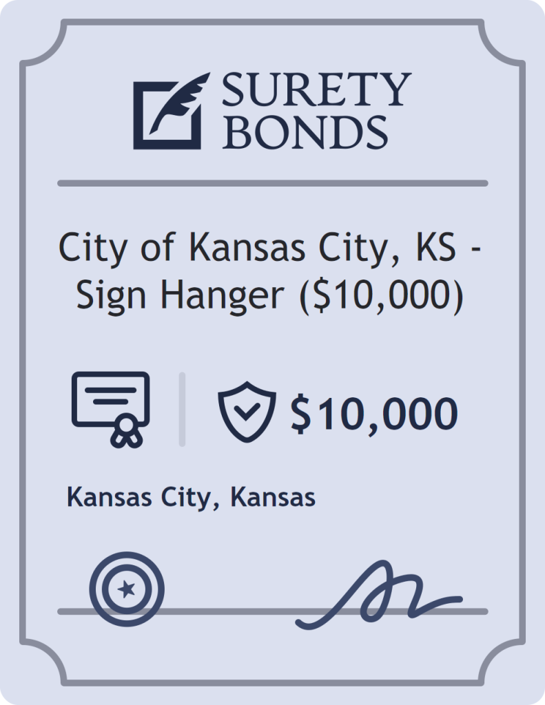 Surety bond badge for City of Kansas City, KS - Sign Hanger ($10,000)