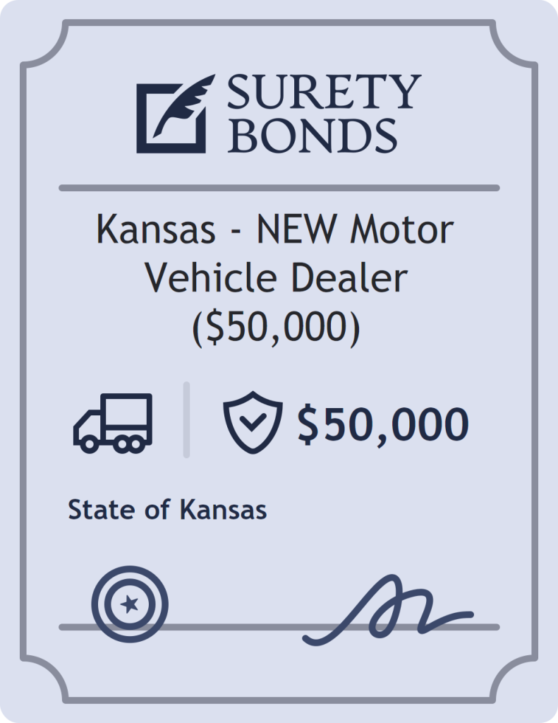 Surety bond badge for Kansas - NEW Motor Vehicle Dealer ($50,000)