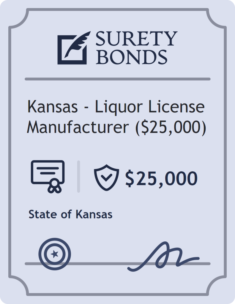 Surety bond badge for Kansas - Liquor License Manufacturer ($25,000)