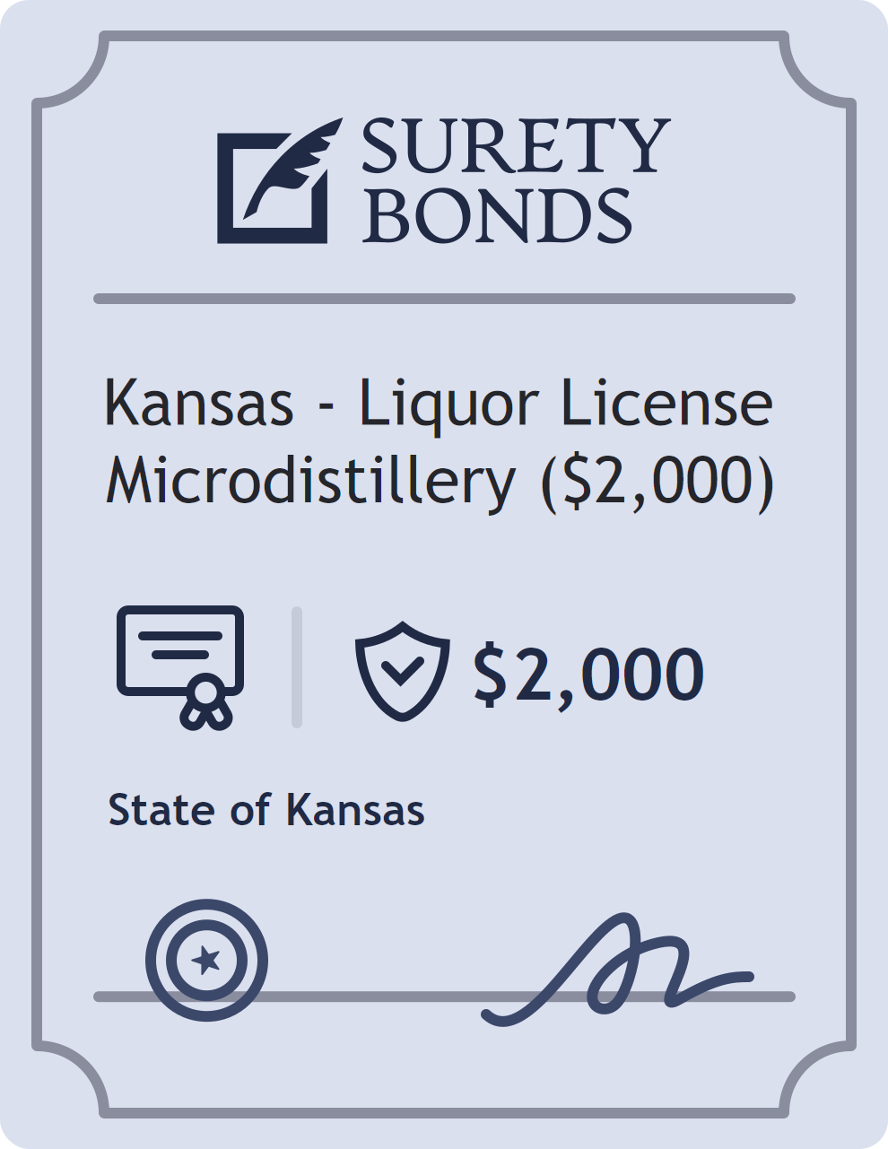 Surety bond badge for Kansas - Liquor License Microdistillery ($2,000)