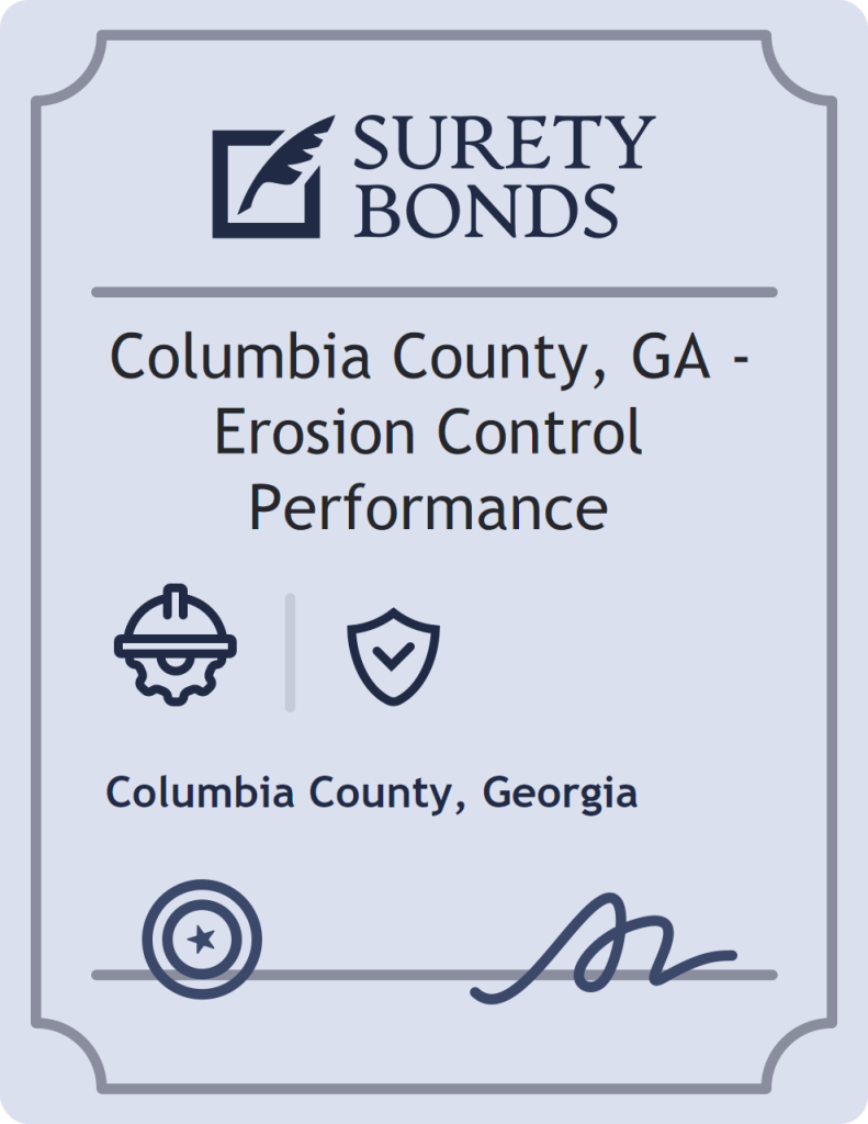 Surety bond badge for Columbia County, GA - Erosion Control Performance