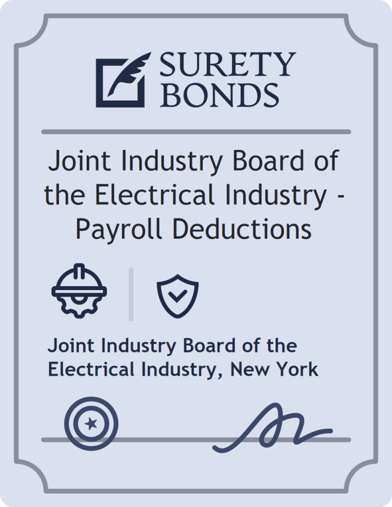Surety bond badge for Joint Industry Board of the Electrical Industry - Payroll Deductions