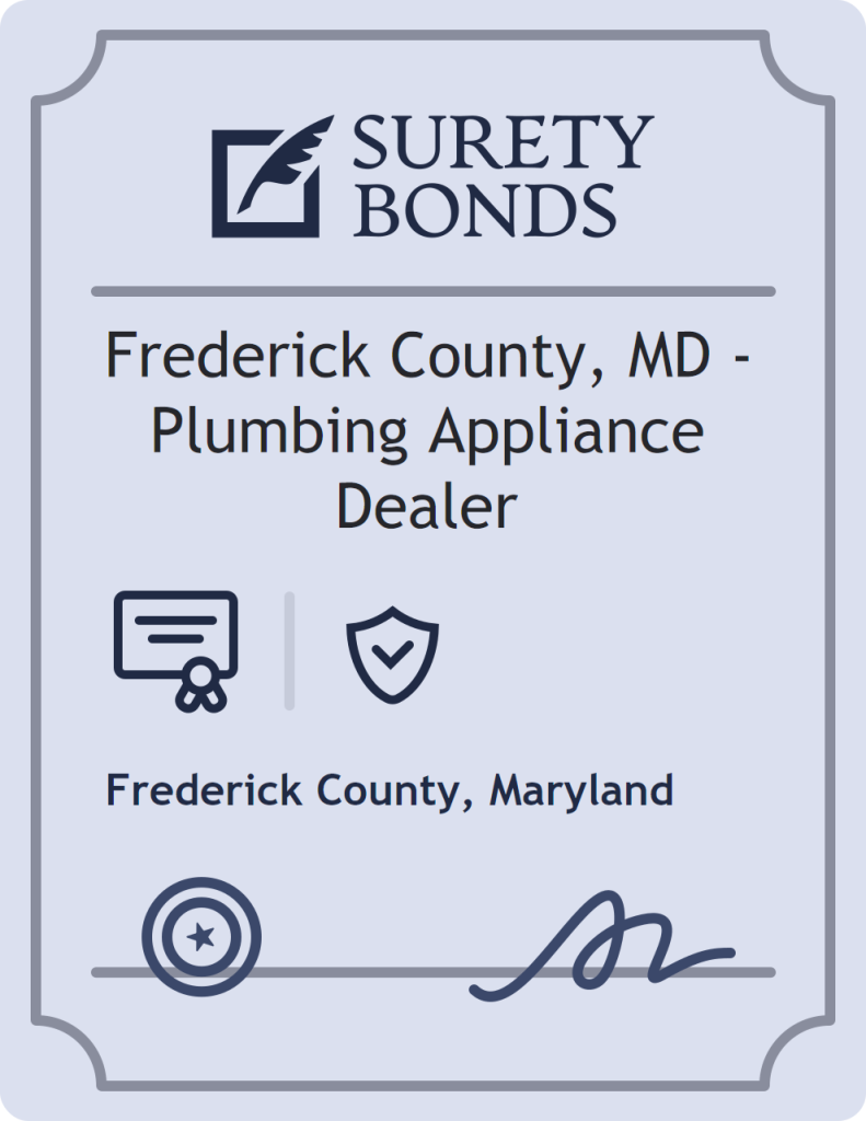 Surety bond badge for Frederick County, MD - Plumbing Appliance Dealer