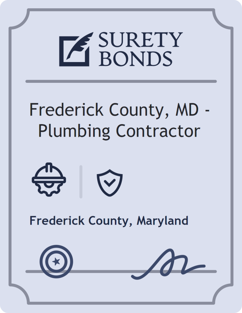 Surety bond badge for Frederick County, MD - Plumbing Contractor