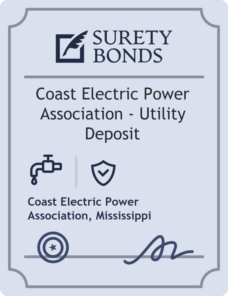 Surety bond badge for Coast Electric Power Association - Utility Deposit