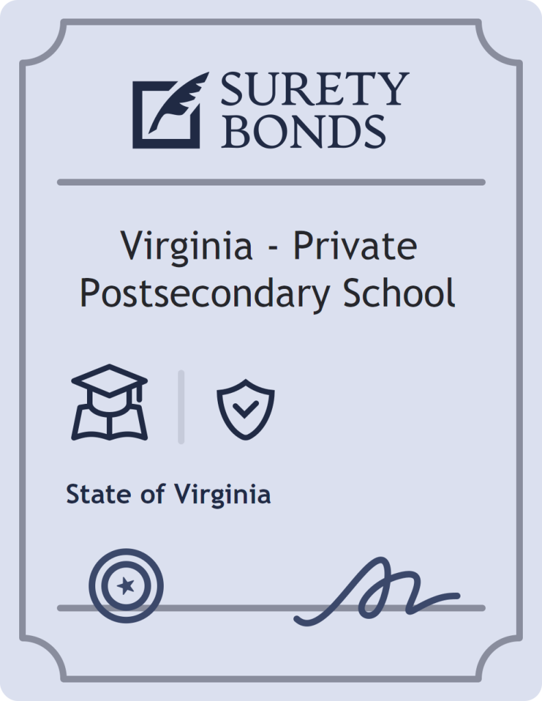 Surety bond badge for Virginia - Private Postsecondary School