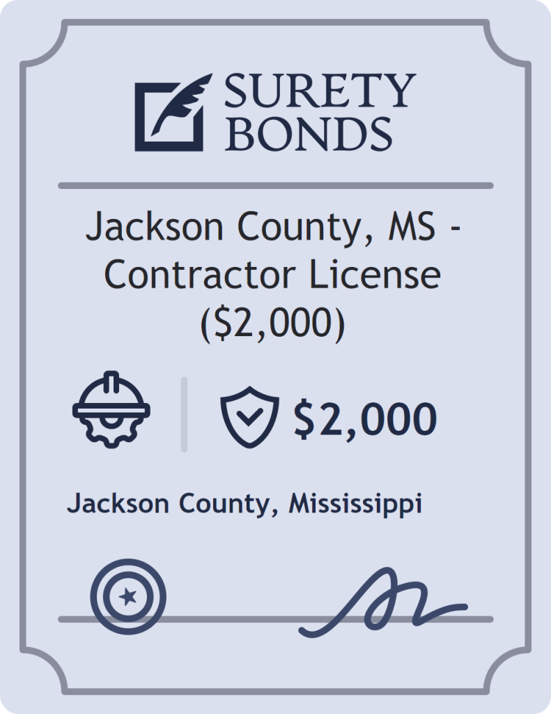 Surety bond badge for Jackson County, MS - Contractor License ($2,000)