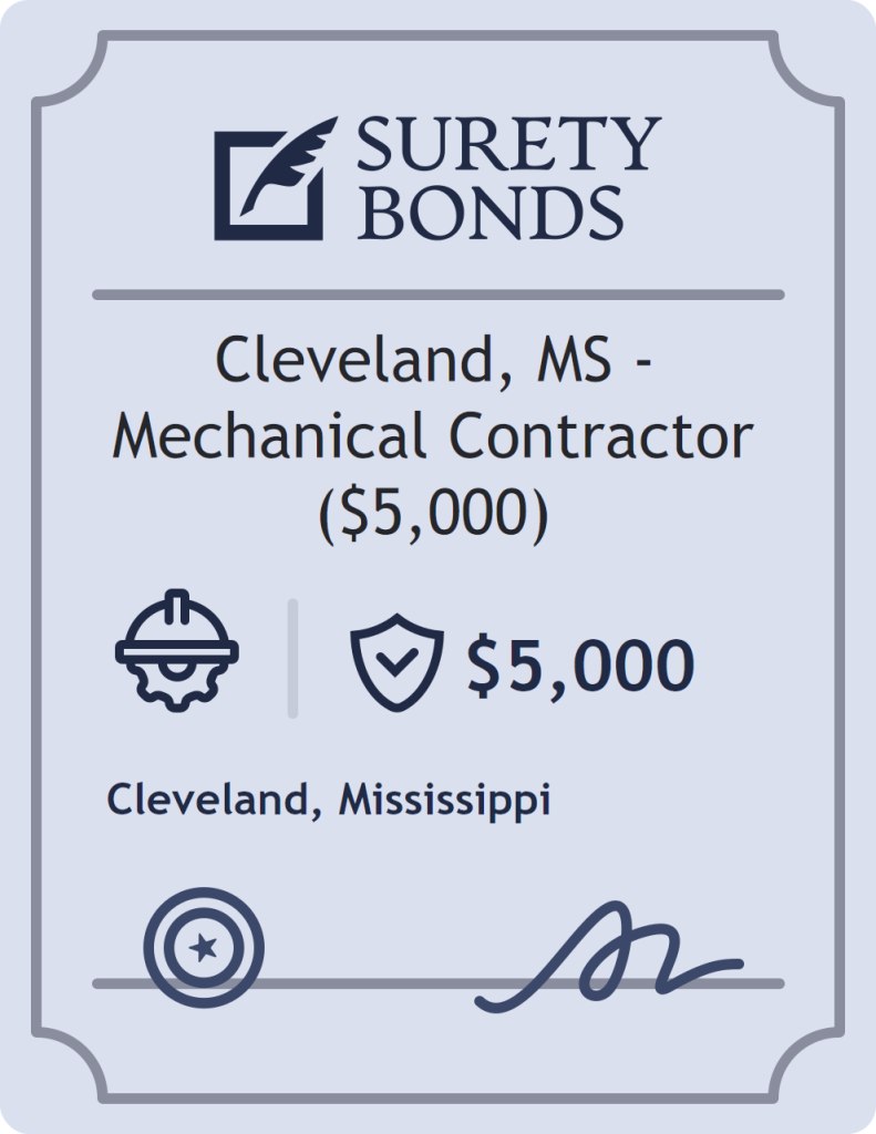 Surety bond badge for Cleveland, MS - Mechanical Contractor ($5,000)