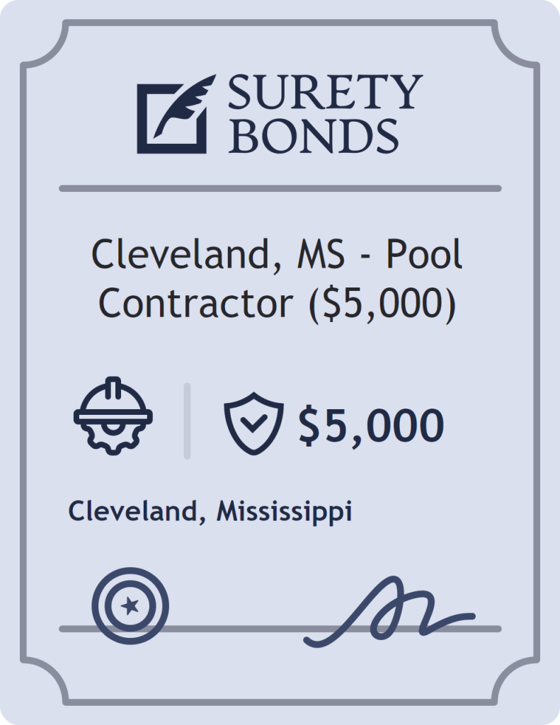 Surety bond badge for Cleveland, MS - Pool Contractor ($5,000)