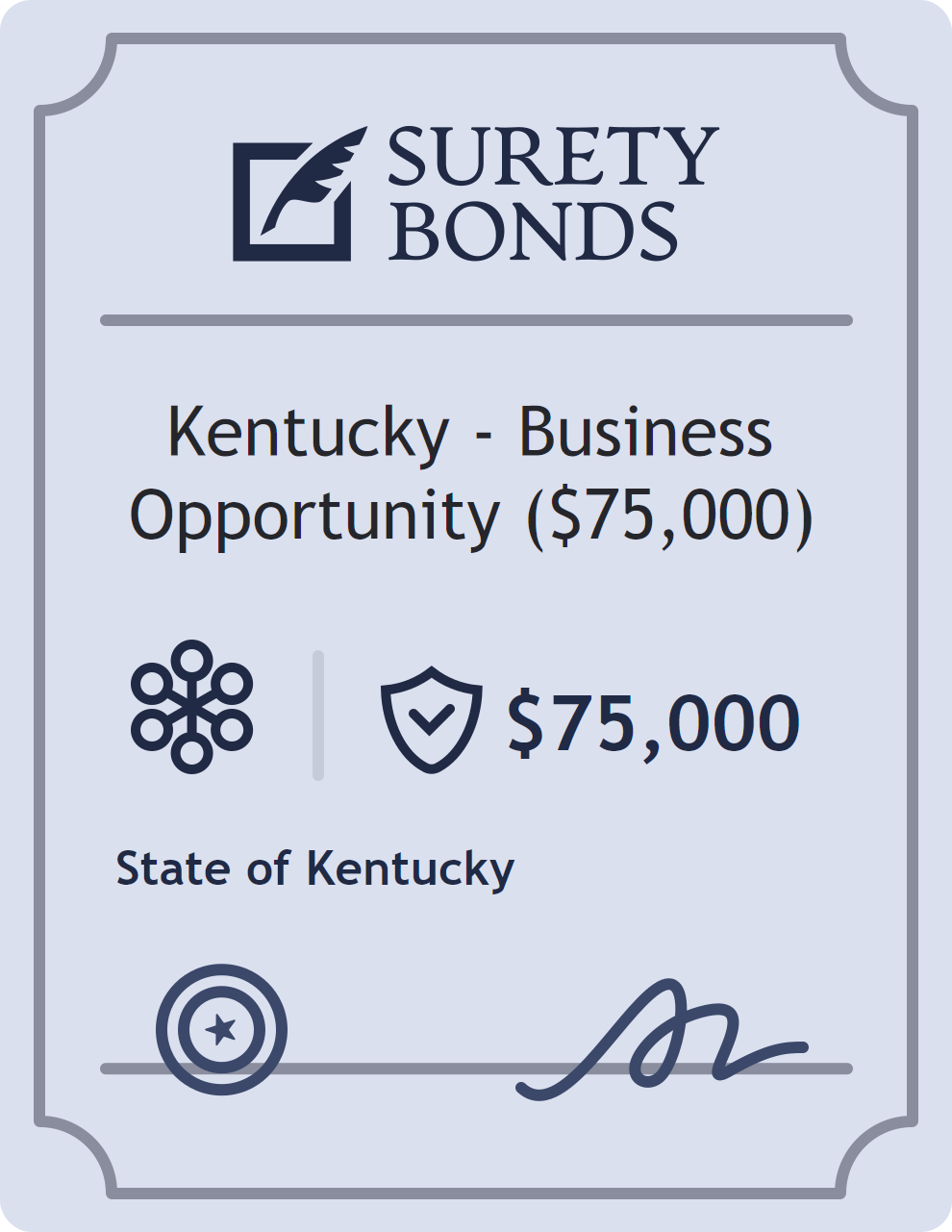 Surety bond badge for Kentucky - Business Opportunity ($75,000)
