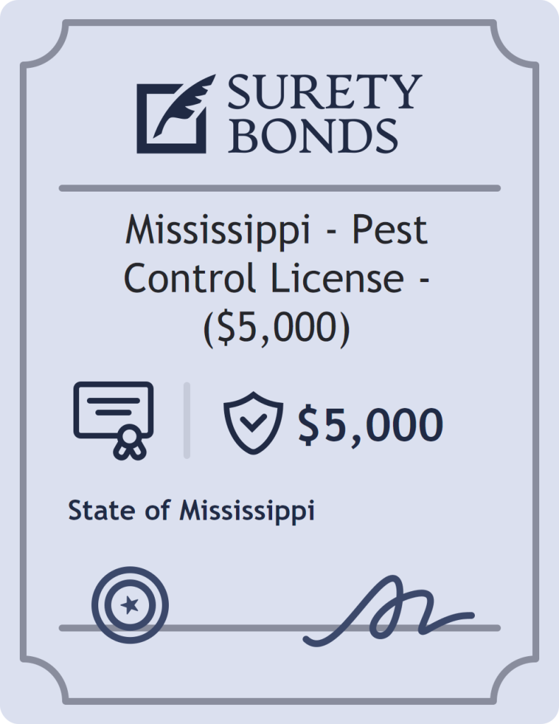 Surety bond badge for Mississippi - Pest Control License - ($5,000)